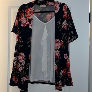 Front of Closet Top Blouse Mock Layer Open Cardigan